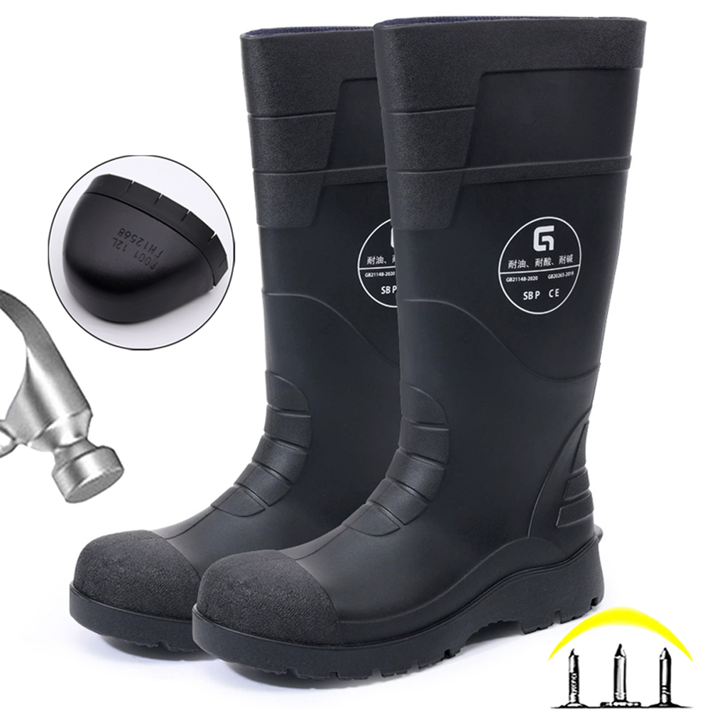Men'S Shoes Water Resistant - 防水メンズマイニングブーツ 作業安全靴 耐油安全ブーツ 耐衝撃 耐穿刺 ウォーターブーツ