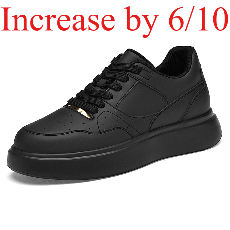 Men'S Shoes Increase Height - メンズソリッドフェイクレザースケートシューズ、レースアップ、身長アップ6/8/10cm、滑り止めプラットフォーム、ストリートウォーキングカジュアルスニーカー